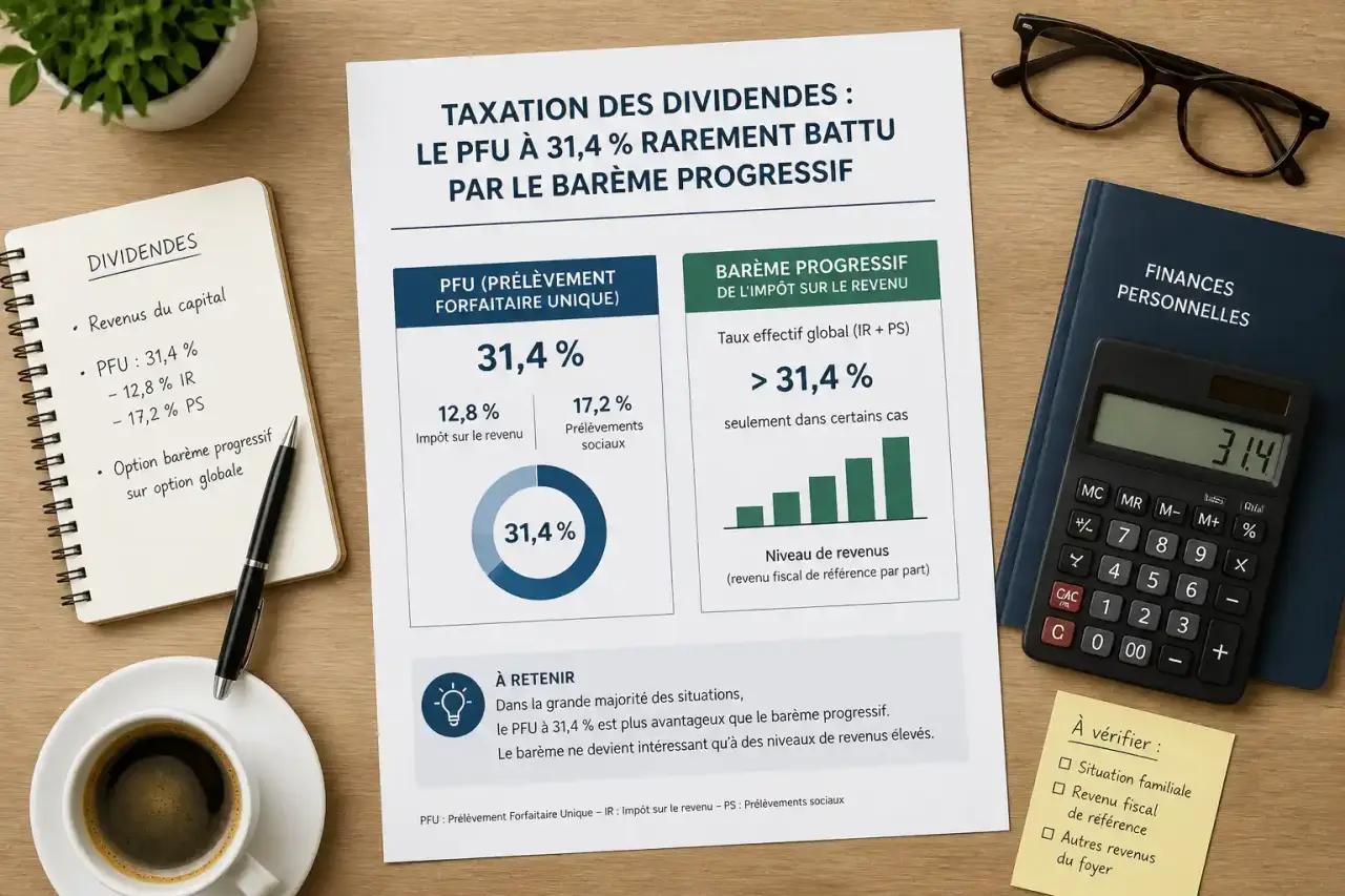 Taxation des dividendes : le PFU à 31,4 % rarement battu par le barème progressif