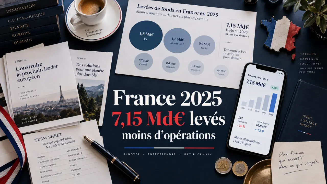 Levée de fonds en France en 2025 : 7,15 Md€ levés, mais moins d’opérations