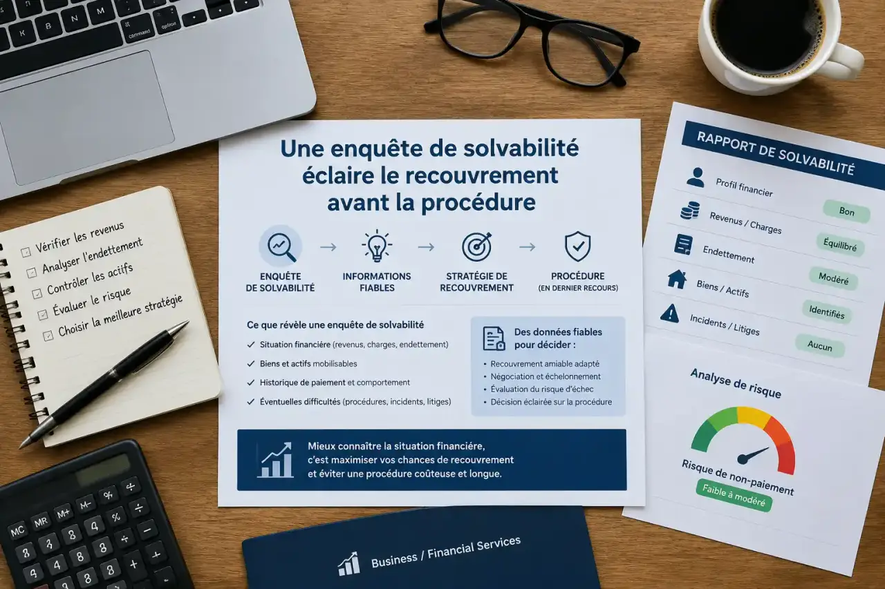 Une enquête de solvabilité éclaire le recouvrement avant la procédure
