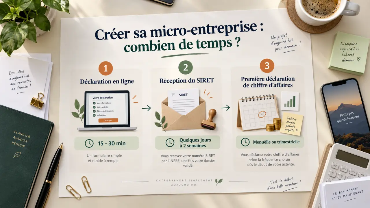 Combien de temps pour créer une micro-entreprise : déclaration, SIRET et première déclaration