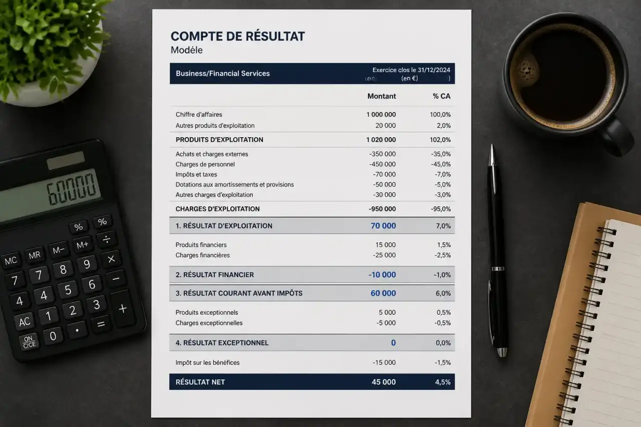 Compte de résultat modèle : calculez les 3 résultats intermédiaires
