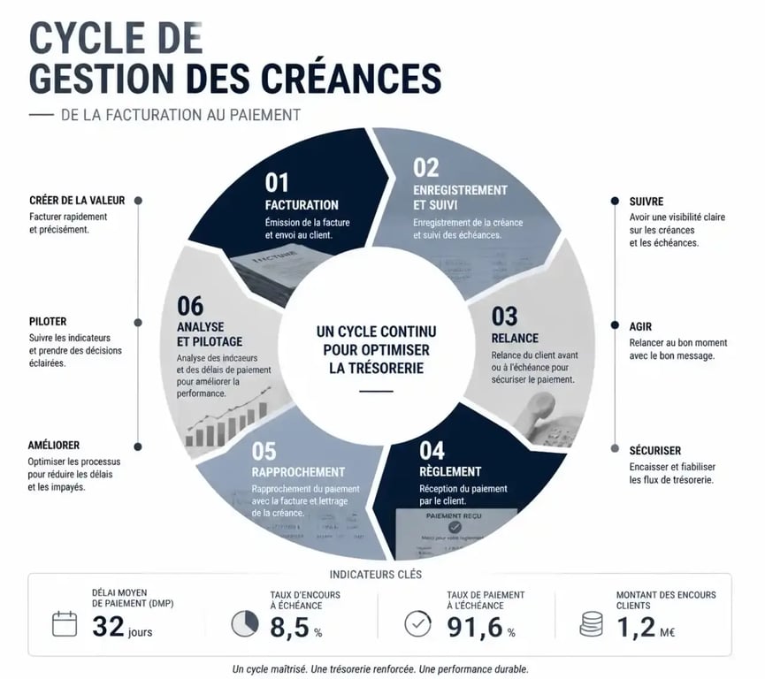 Schéma du processus de receivable management services pour optimiser la trésorerie