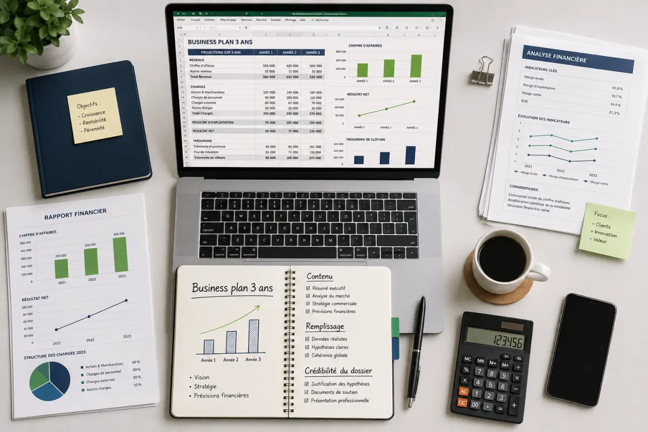 Business plan Excel sur 3 ans : contenu, remplissage et crédibilité du dossier