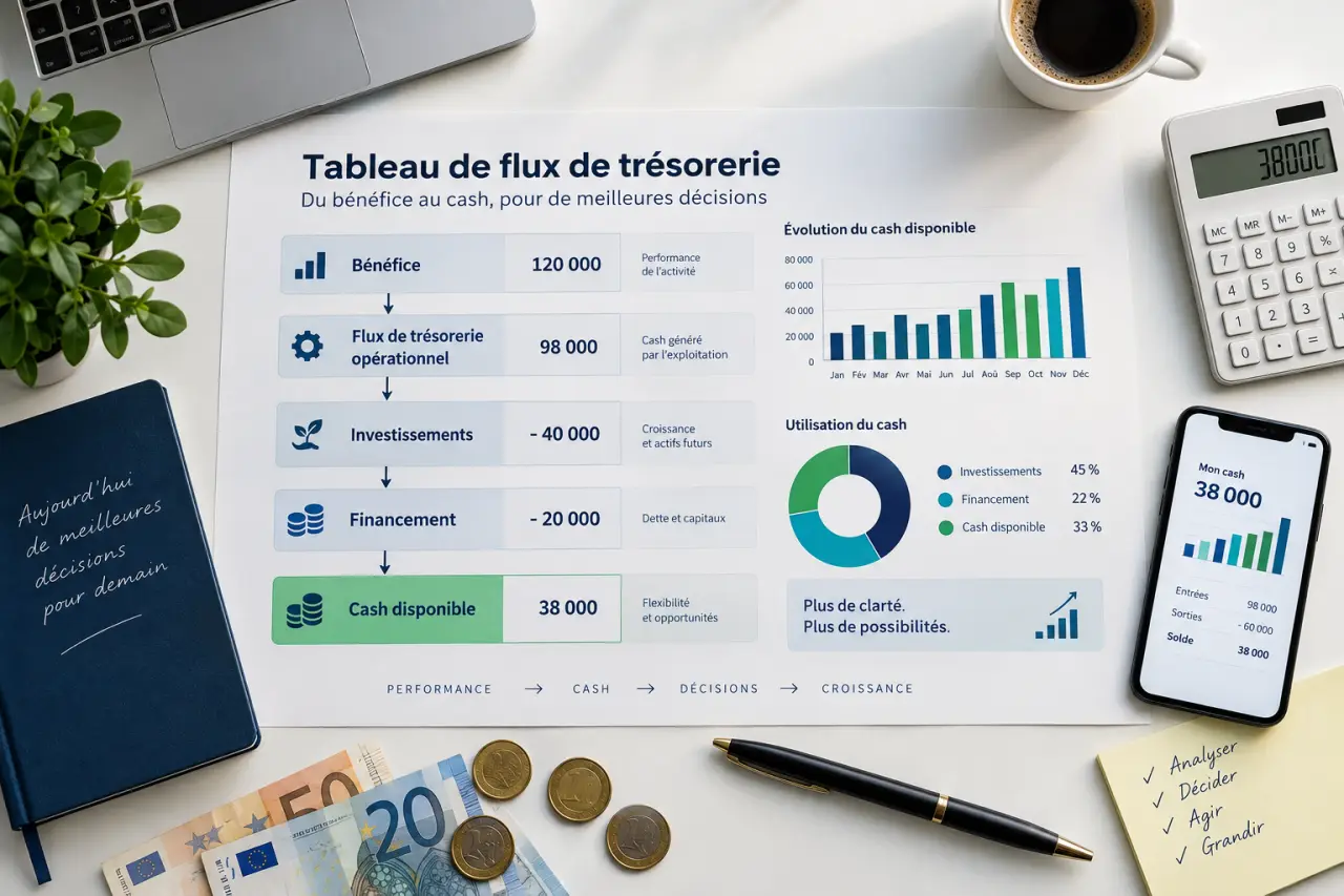 Le tableau de flux de trésorerie relie bénéfice, cash et décisions financières